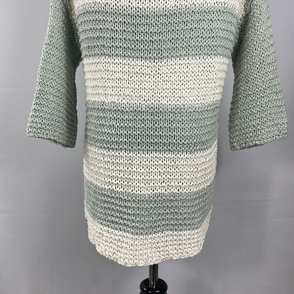Free People Women's Parkslope Stripe Mint Ivory Combo Loose Knit Sweater Size S - Picture 9 of 12
